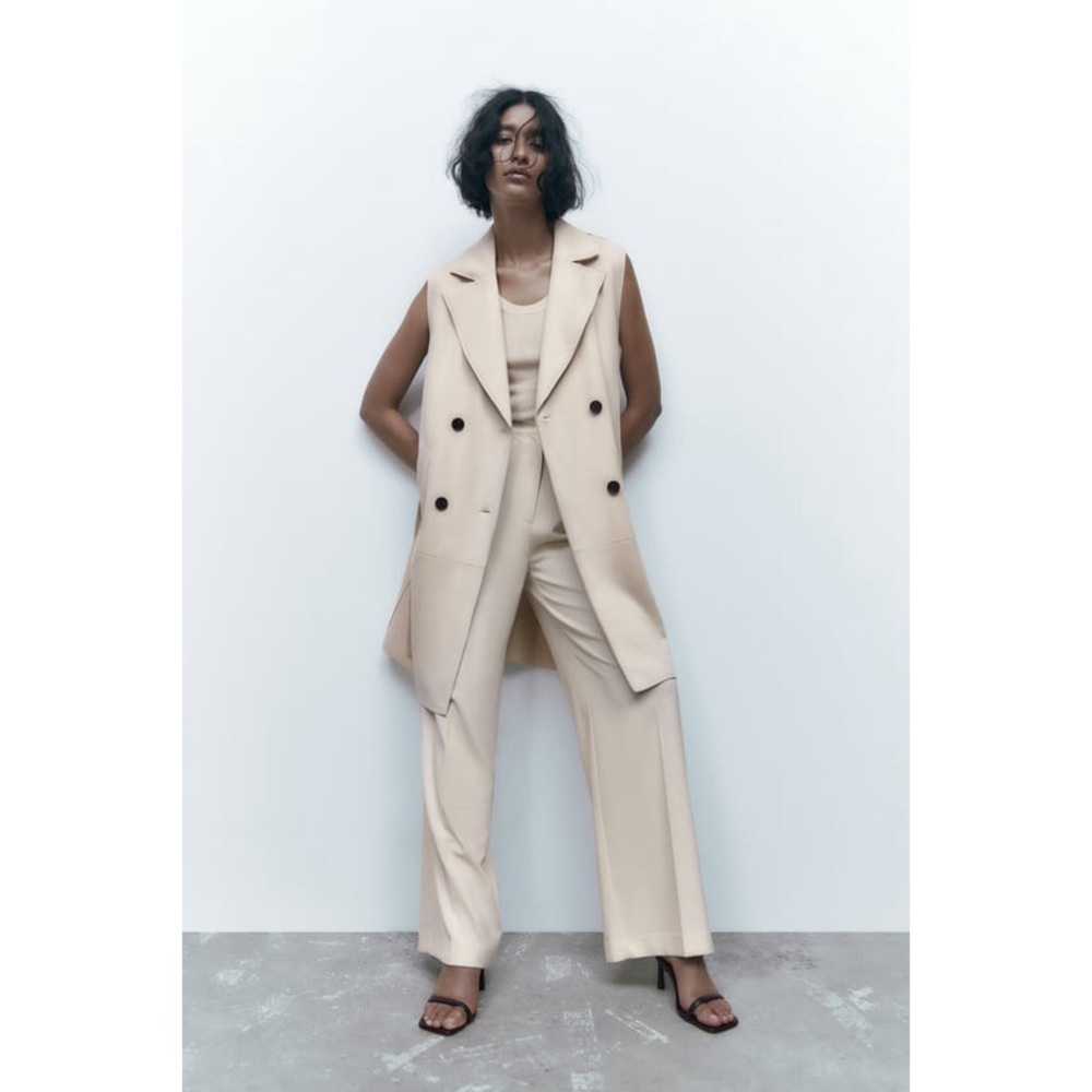 Zara Faux Suede Longline Vest
